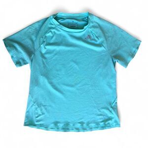 Adidas AeroReady Athletic Top Aqua Short Sleeve Women's Size M